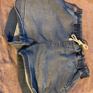 Casual Blue Denim Shorts with Drawstring